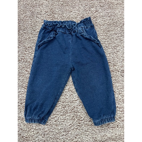 Habitual Kids Other - Habitual Baby Girls 12M Knit Denim Jogger Pants Ruffle Pockets Paperbag Waist